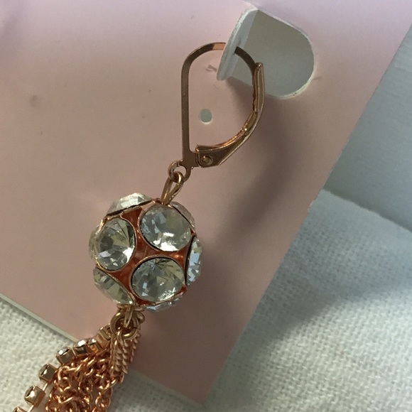 Betsey Johnson Rose Gold tone Fringe Earrings - Picture 4 of 4